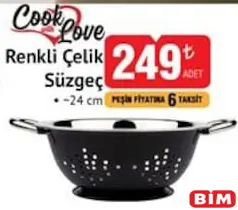COOK LOVE RENKLİ ÇELİK SÜZGEÇ 24 CM